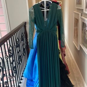 ASOS green lace evening gown